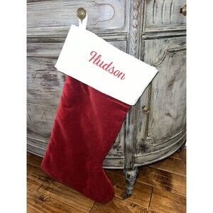 Pottery Barn HUDSON Oversized Classic Velvet Christmas Stocking RED Large 25”